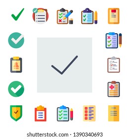 checkbox icon set. 17 flat checkbox icons.  Collection Of - check, checked, clipboard, list, test, verified, checklist, check list