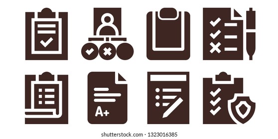 checkbox icon set. 8 filled checkbox icons.  Simple modern icons about  - Task, List, Exam, Tasks, Clipboard