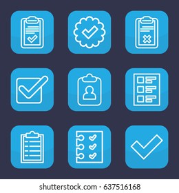 Checkbox icon. set of 9 outline checkbox icons such as clipboard, checklist