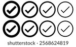 Checkbox icon set. Checkbox icon.. Check mark icons set. Check marks symbol collection. Check marks big collection. Tick icon. Check marks different shape, isolated. Design eps 10