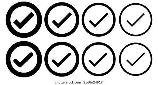 Checkbox icon set. Checkbox icon.. Check mark icons set. Check marks symbol collection. Check marks big collection. Tick icon. Check marks different shape, isolated. Design eps 10