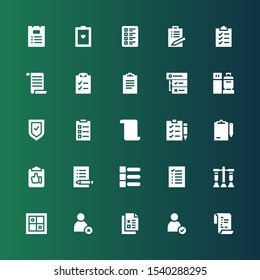 checkbox icon set. Collection of 25 filled checkbox icons included List, Check, Checklist, Cancel, Evaluation, Test, Exam, Clipboard, Check list, Verified, Check in, Tasks