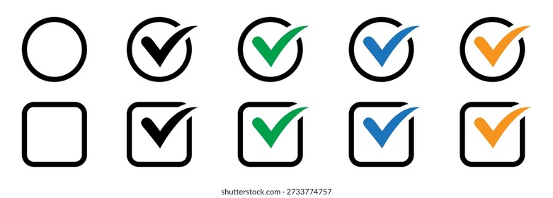 Checkbox Icon Set with Selected and Unselected States