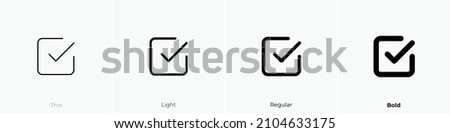 checkbox icon. Thin, Light Regular And Bold style design isolated on white background Stock foto © 