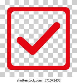 Checkbox icon. Vector illustration style is flat iconic symbol, red color, transparent background. Designed for web and software interfaces.