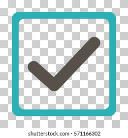 Checkbox icon. Vector illustration style is flat iconic bicolor symbol, grey and cyan colors, transparent background. Designed for web and software interfaces.