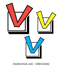 Checkbox icons in the box. Vector illustrations.