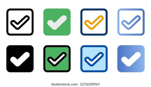 Checkbox icons in different style. Checkbox icons. Different style icons set. Vector illustration