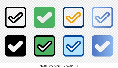 Checkbox icons in different style. Checkbox icons. Different style icons set. Vector illustration