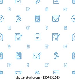 checkbox icons pattern seamless white background. Included editable outline clipboard, checklist, check list, tick icons. checkbox icons for web and mobile.