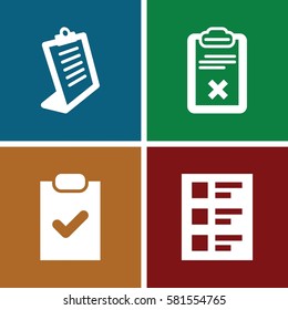checkbox icons set. Set of 4 checkbox filled icons such as clipboard