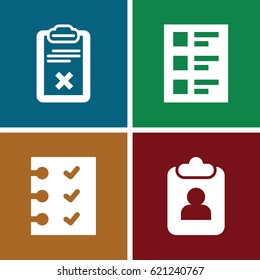 Checkbox icons set. set of 4 checkbox filled icons such as clipboard
