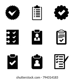 Checkbox icons. set of 9 editable filled checkbox icons such as clipboard, tick, check list