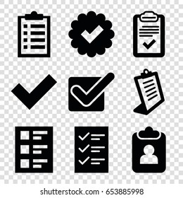 Checkbox icons set. set of 9 checkbox filled icons such as clipboard, checklist