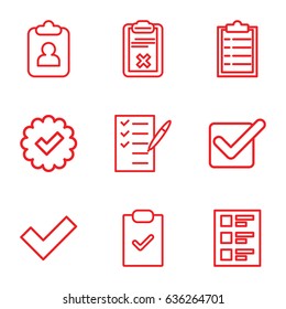 Checkbox icons set. set of 9 checkbox outline icons such as check list, clipboard, checklist