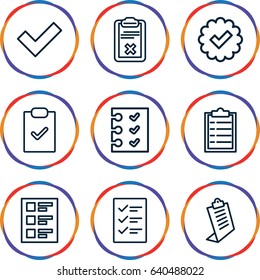 Checkbox icons set. set of 9 checkbox outline icons such as clipboard, checklist