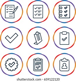 Checkbox icons set. set of 9 checkbox outline icons such as clipboard, check list, checklist