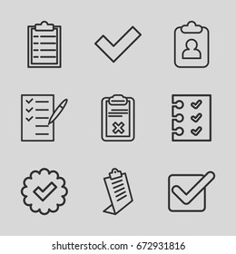 Checkbox icons set. set of 9 checkbox outline icons such as clipboard, check list, checklist