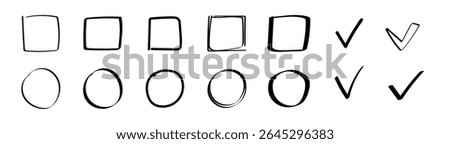 Checkbox icons in various sketch styles with boxes and checkmarks. includes checked and unchecked.