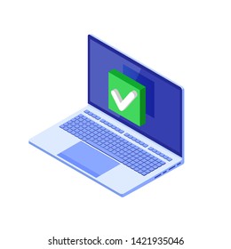 Checkbox Isometric.  Checkmark Or Tick Notification. Vector Illustration.