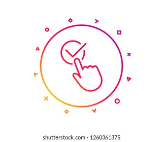 Checkbox line icon. Accepted or confirmed sign. Approve symbol. Gradient pattern line button. Checkbox icon design. Geometric shapes. Vector