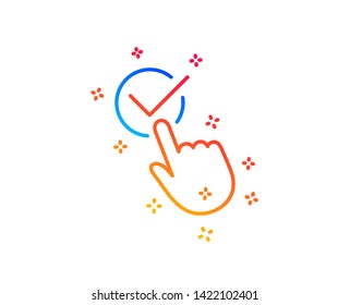 Checkbox line icon. Accepted or confirmed sign. Approve symbol. Gradient design elements. Linear checkbox icon. Random shapes. Vector
