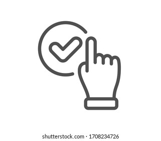 Checkbox line icon. Approve sign. Confirmed click symbol. Quality design element. Editable stroke. Linear style checkbox icon. Vector