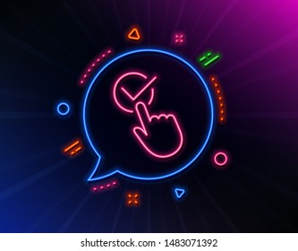 Checkbox line icon. Neon laser lights. Accepted or confirmed sign. Approve symbol. Glow laser speech bubble. Neon lights chat bubble. Banner badge with checkbox icon. Vector