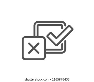 Checkbox line icon. Survey choice sign. Business review symbol. Quality design element. Classic style. Editable stroke. Vector