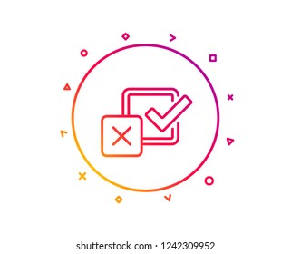 Checkbox line icon. Survey choice sign. Business review symbol. Gradient pattern line button. Checkbox icon design. Geometric shapes. Vector
