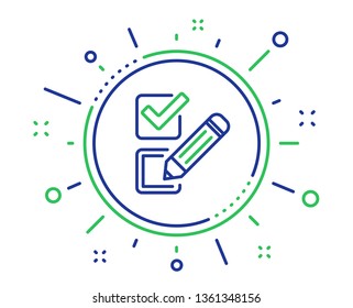 Checkbox line icon. Survey choice sign. Business review symbol. Quality design elements. Technology checkbox button. Editable stroke. Vector