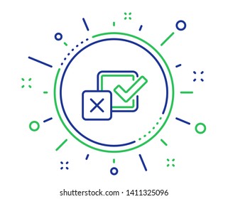 Markierungszeilensymbol. Wahlzeichen der Umfrage. Symbol für Unternehmensprüfung. Qualitätsdesign-Elemente. Schaltfläche "Technologie" Bearbeitbarer Strich. Vektorgrafik