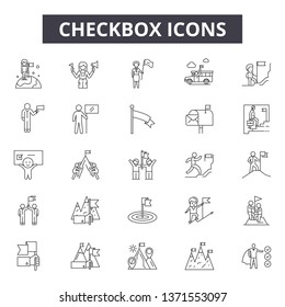 Checkbox line icons, signs set, vector. Checkbox outline concept, illustration: checkbox,tick,check,yes,mark,correct,choice