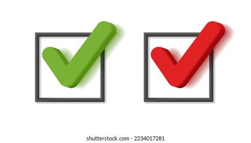 Checkbox linear square with 3d volume check tick mark, interface icon