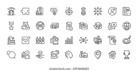 Checkbox, Magistrates court and Inspect line icons pack. AI, Question and Answer, Map pin icons. Puzzle, Software, Electricity factory web icon. Vector