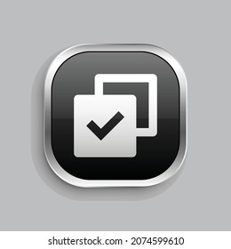checkbox multiple fill icon design. Glossy Button style rounded rectangle isolated on gray background. Vector illustration