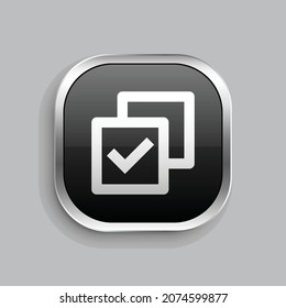 checkbox multiple line icon design. Glossy Button style rounded rectangle isolated on gray background. Vector illustration