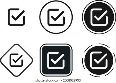 checkbox outline icon set. Collection of high quality black outline logo for web site design and mobile dark mode apps. Vector illustration on white background