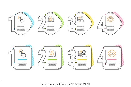 Checkbox, Presentation and Best manager icons simple set. Artificial intelligence sign. Approved, Education board, Best developer. All-seeing eye. People set. Infographic timeline. Line checkbox icon