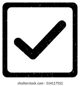 Checkbox rubber seal stamp watermark. Icon vector symbol with grunge design and corrosion texture. Scratched black ink sticker on a white background.