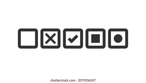 Checkbox set with blank and checked checkboxes vector icons for apps and websites. Stock vector illustration