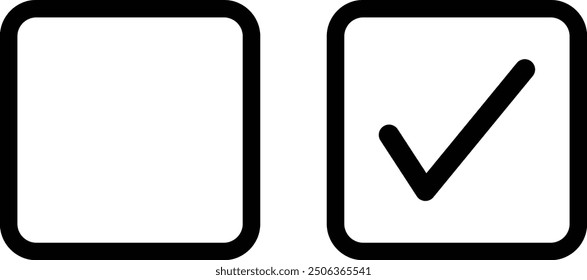 Checkbox set with blank and checked checkbox icon isolated on white background . Check and uncheck icons . Vector