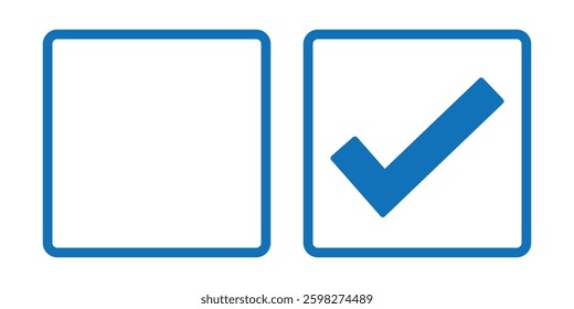 Checkbox set with blank and checked checkbox icon isolated on white background . Check and uncheck icons . Vector illustration eps 888.