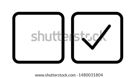 Checkbox set with blank and checked checkbox line art vector icon for apps and websites