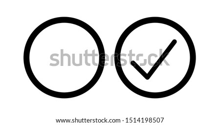 Checkbox set with blank and checked checkbox line art vector icon for apps and websites