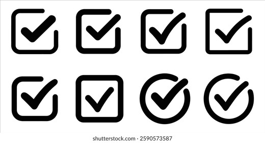 Checkbox silhouette icon set vector on white background