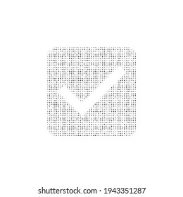 The checkbox symbol filled with black dots. Pointillism style. Vector illustration on white background