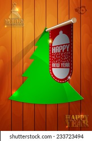 Checkbox that says Happy New Year to Christmas tree