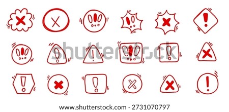  Checkbox tick cross box doodle sketches vector collection. Crayon hand written chalk grunge illustration set. Vote symbol warning attention drawing.