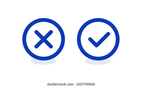 Checkbox true false web buttons. Elements isolated on white. Negative or positive, yes or no, done or stop, true or false simple icons.